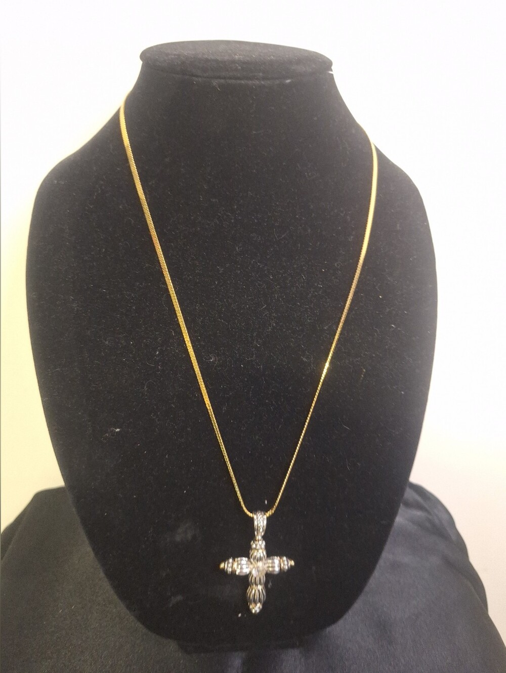 Monet Gold & Silver Tone Cross Pendant Necklace